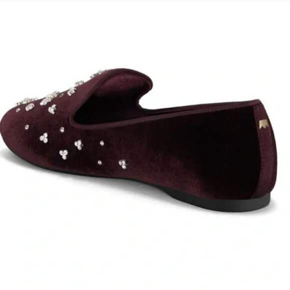 Birdies The Starling Maroon Crystal Velvet Loafer Slip on Flat Shoes Size 7.5 - Picture 2 of 14